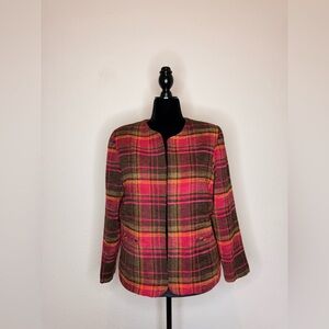 Chic Plaid Blazer - Pink and Brown